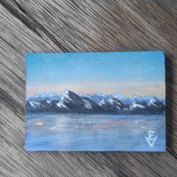 Sea Beach Painting Original Acryl Art Magnet Kunstwerk Seascape Painting Sea Shore Kunstwerk Sunset Wall Art Small 2.2 by 2.8 by ArtFromElenaV