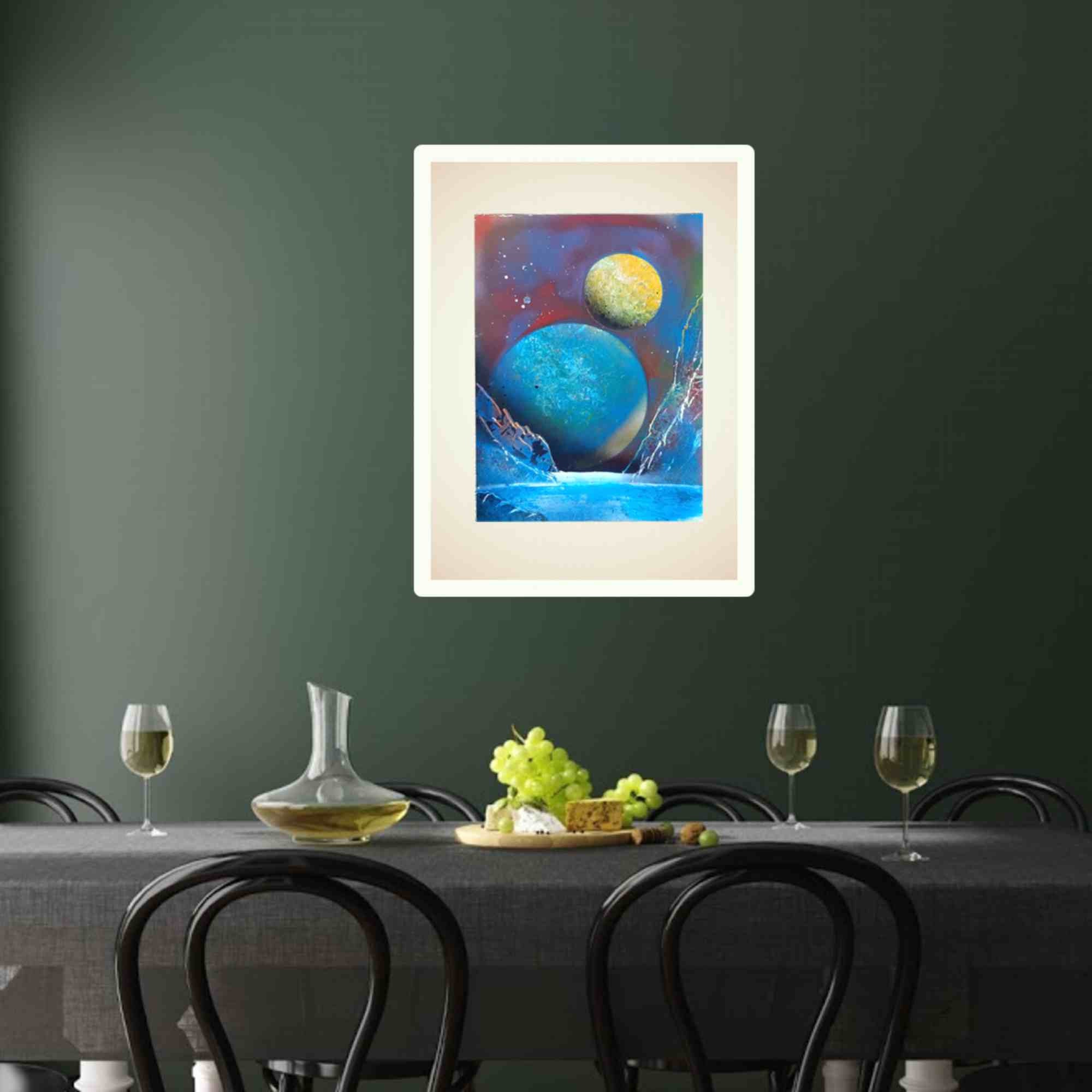 オリジナル宇宙スプレー絵画：惑星風景画（8x12） - Etsy 日本