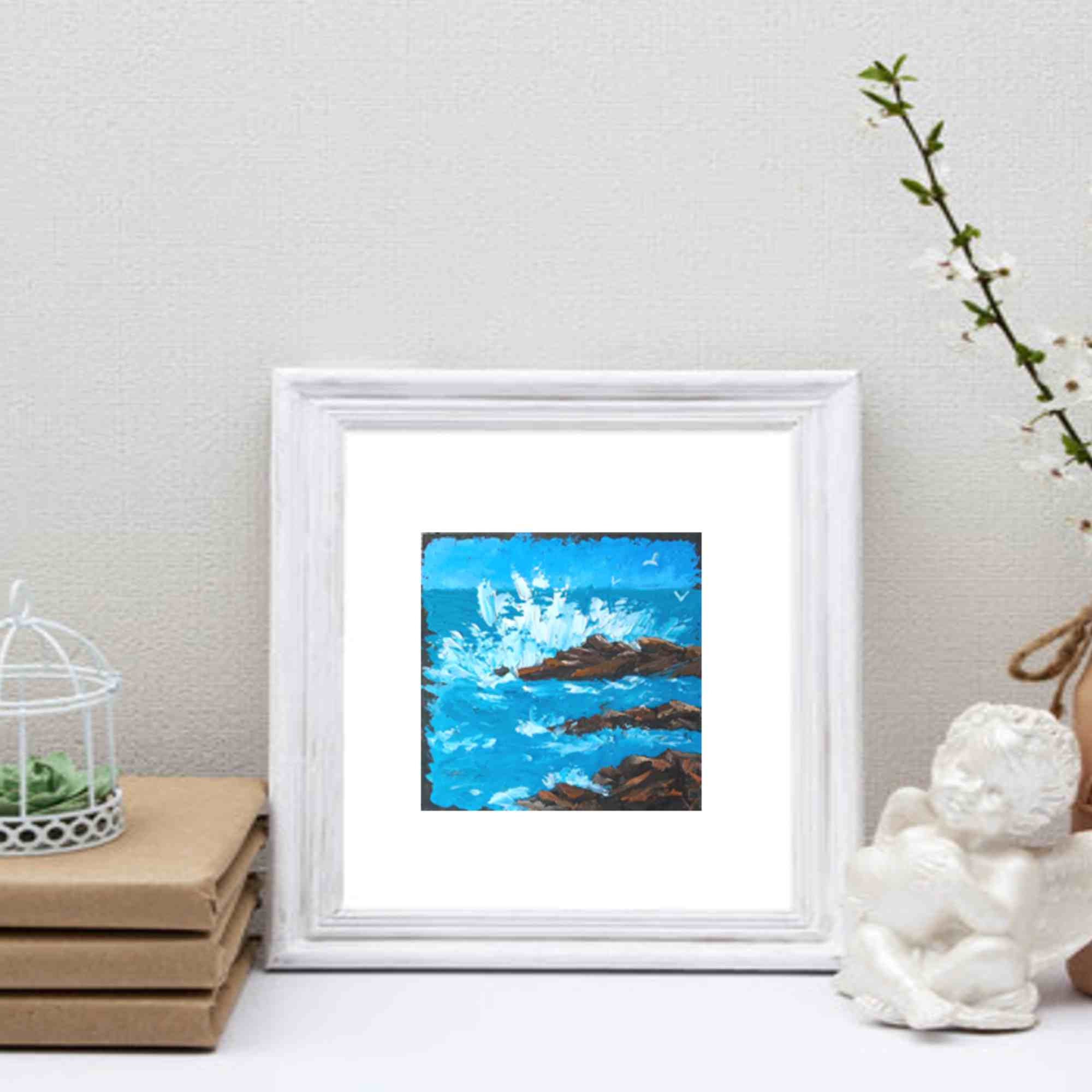 Original Oil Seascape Painting: Coastal Wave Impasto Art (6x6) - Etsy