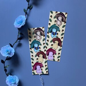 mushroom bookmark, mushroom art, fall bookmark, gift for bookworm, bookish gift