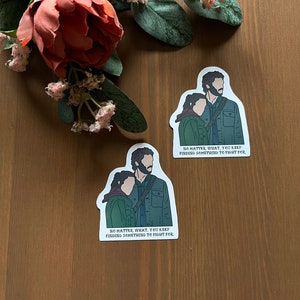 pegatina del último de nosotros, pegatina de ellie y joel, pegatina para diario, arte del tatuaje tradicional, regalo para él, regalo para ella