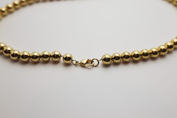 Vintage Gold Beaded Necklace, Chunky Gold Bead Ne… - image 6