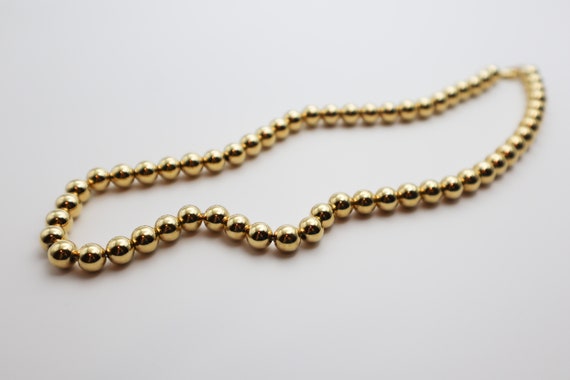 Vintage Gold Beaded Necklace, Chunky Gold Bead Ne… - image 5