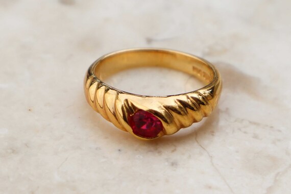 Vintage 18k Gold Electroplated Bright Pink Cubic … - image 2