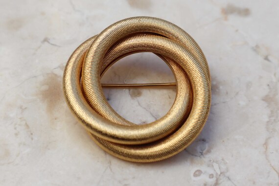 Vintage Gold Tone Rope Textured Brooch, Vintage T… - image 5