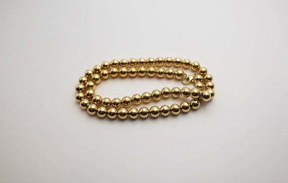 Vintage Gold Beaded Necklace, Chunky Gold Bead Ne… - image 1