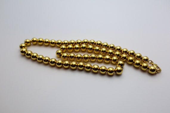 Vintage Gold Beaded Necklace, Chunky Gold Bead Ne… - image 4