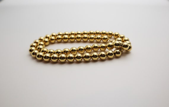 Vintage Gold Beaded Necklace, Chunky Gold Bead Ne… - image 3