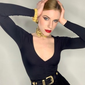 Escada Vintage 80s Suede Belt with Gold Details