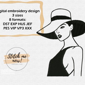 Woman in evening dress machine embroidery design