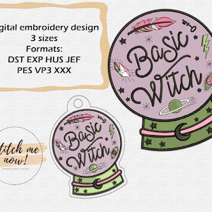 Basic Witch machine embroidery design Snap Tab Eyelet