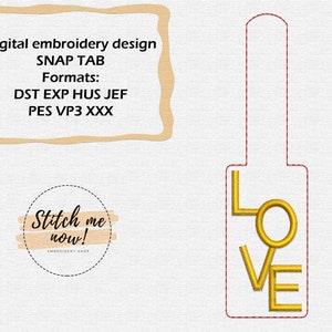 Love Snap Tab machine embroidery design Valentines Day