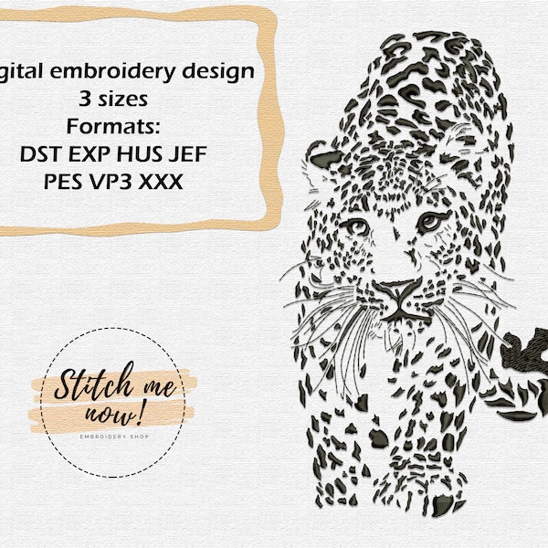 Leopard Embroidery Designs Etsy