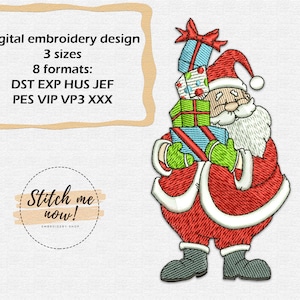 Santa Claus with gifts Christmas machine embroidery design New Year