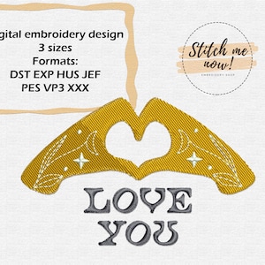 Love You Valentines Day machine embroidery design