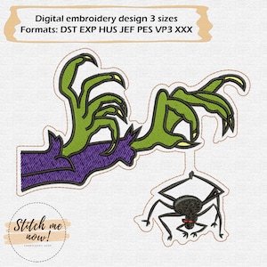 Spooky Witch Hands With Spider feltie machine embroidery design Halloween