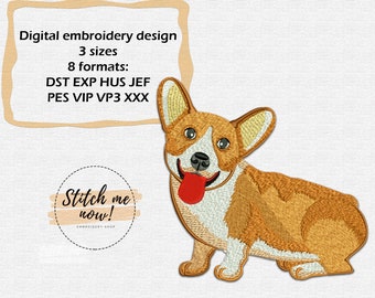 Corgi dog machine embroidery design