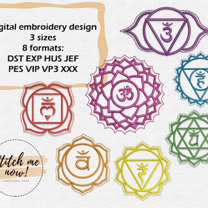 Set of the 7 Chakras machine embroidery designs