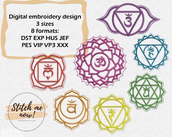 Set of the 7 Chakras machine embroidery designs