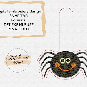 Cute Spider Snap Tab Machine Embroidery Design