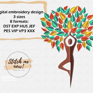 Yoga Tree Pose Vrksasana machine embroidery design
