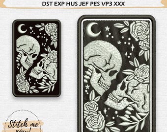 Skeletons In Love Halloween Patch Machine Embroidery Design Includes Applique