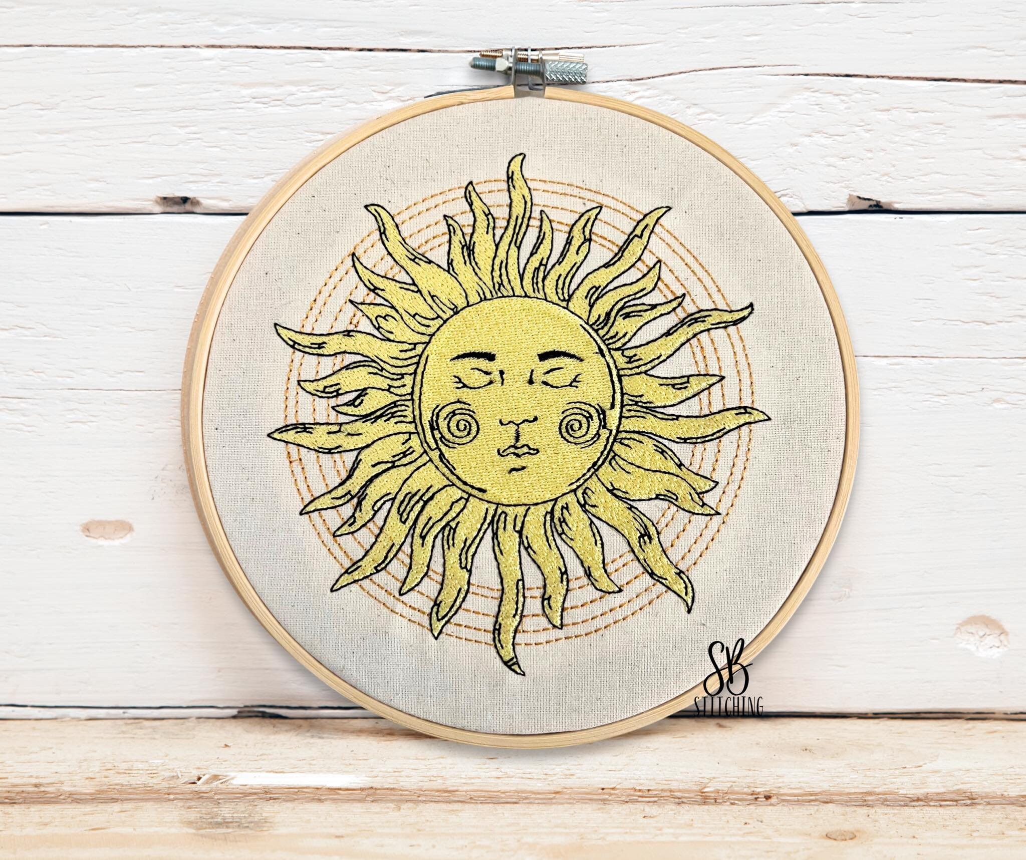 Magic Sun Machine Embroidery Design in 4 Sizes and Eyelet Snap Tab - Etsy