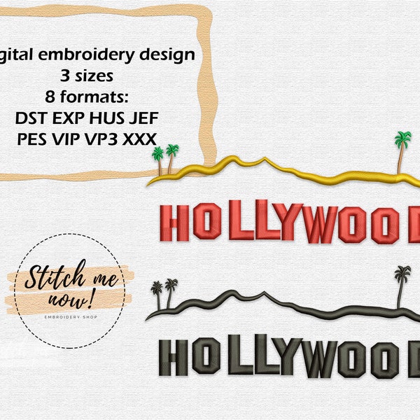 Hollywood machine embroidery design