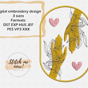 Love Hands Plants Valentines Day machine embroidery design