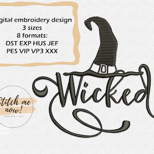 Wicked machine embroidery design