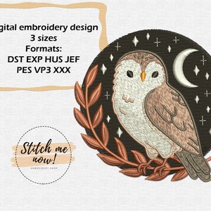 Owl machine embroidery design