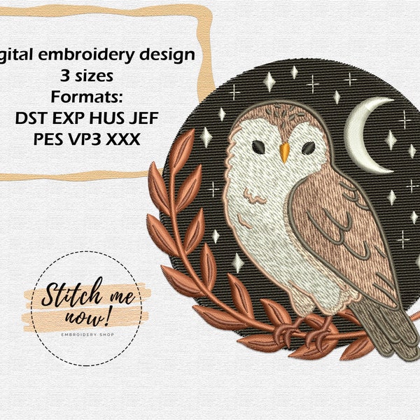 Owl machine embroidery design