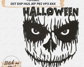 Creepy Halloween Mask Machine Embroidery Design