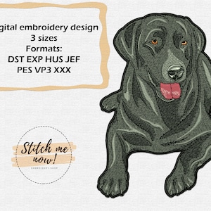 Black dog machine embroidery design