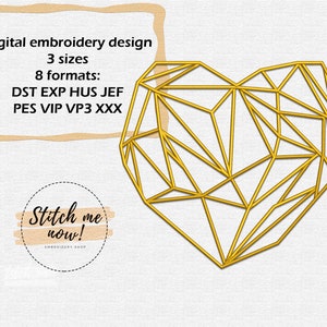 Golden heart Valentines Day machine embroidery design