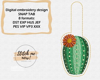 Diseño de bordado de la máquina Сactus Snap Tab en flor