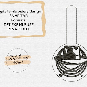 Adventure Hat Snap Tab machine embroidery design