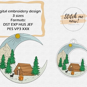 Cozy Winter Landscape machine embroidery design + Snap Tab Eyelet