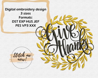 Give thanks machine embroidery design Thanksgiving Day
