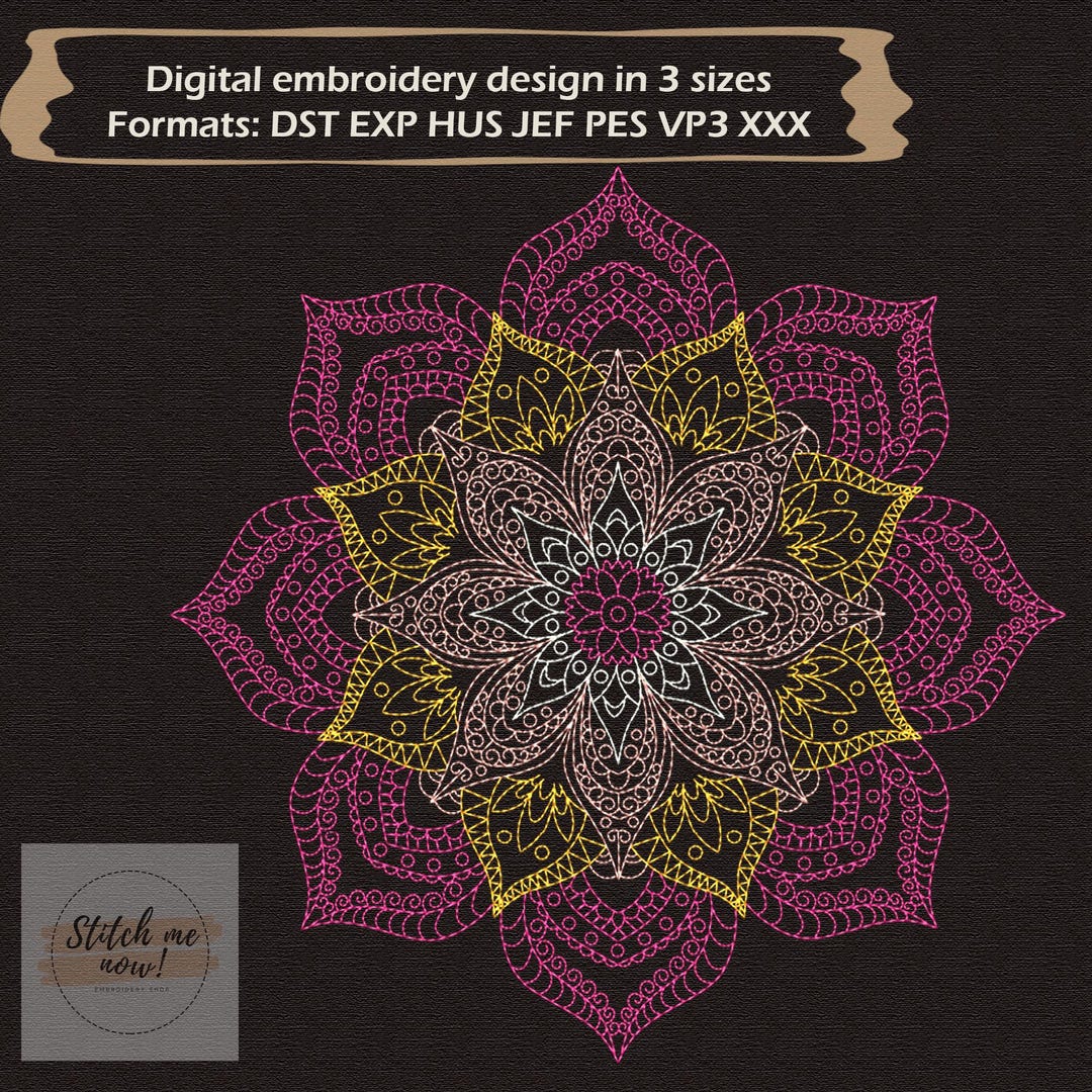 Bright Mandala Machine Embroidery Design - Etsy