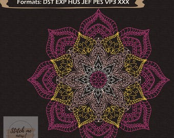 Bright mandala machine embroidery design