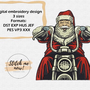 Biker Santa Claus Christmas machine embroidery design New Year