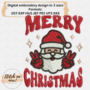 Cheerful Santa Merry Christmas Machine Embroidery Design
