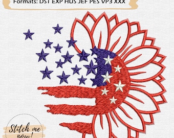 Diseño de bordado de máquina de flor de bandera de EE. UU. - El 4 de julio