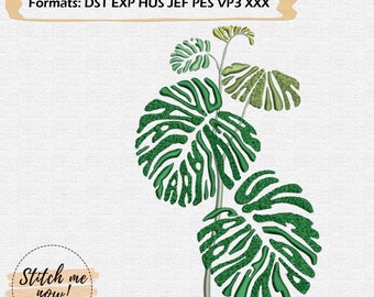 Monstera Tropical machine embroidery design
