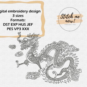Festive Dragon - machine embroidery design