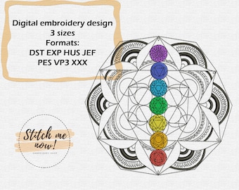 Chakras Mandala machine embroidery design