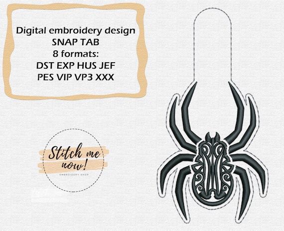 Cute Spider Snap Tab Machine Embroidery Design – Stitching Blues