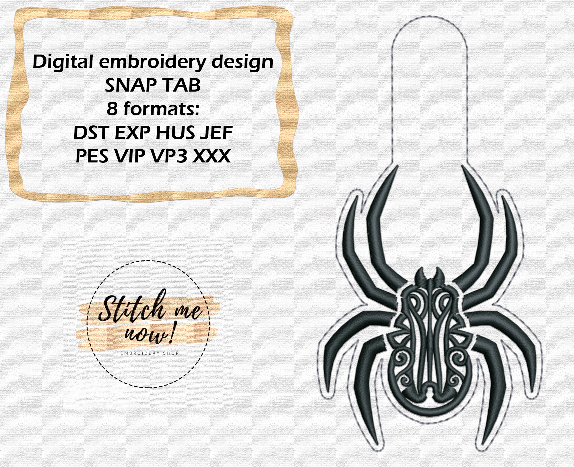 Tribal Celtic Spider Snap Tab Machine Embroidery Design – Stitching Blues