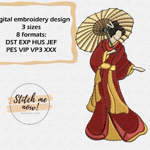 Conception de broderie de machine à fille japonaise